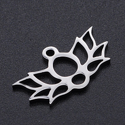 Stainless Steel Color 201 Stainless Steel Pendants, Laser Cut Pendants, Lotus, Stainless Steel Color, 11x19x1mm, Hole: 1.5mm