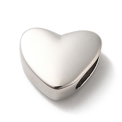 Stainless Steel Color 304 Stainless Steel Beads, Half Drilled, Heart, Stainless Steel Color, 12x14x6mm, Hole: 9x3.5mm