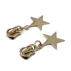 Light Gold #5 Alloy Zipper Puller, for Garment Bag Accessories, Star, Light Gold, 4.5x2.2cm