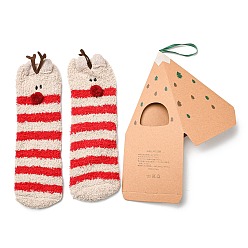 Deer Coral Velvet Knitting Socks, Cartoon Crew Socks, Winter Warm Thermal Socks, Deer, 250mm
