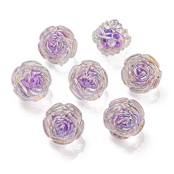 Lilas Placage uv perles acryliques irisées arc-en-ciel, perle bicolore en perle, rose, lilas, 15.5x16x15mm, Trou: 3mm