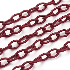 Dark Red Handmade Nylon Cable Chains Loop, Oval, Dark Red, 8~9x11~13x2mm, about 85cm/strand, 33.5 inch