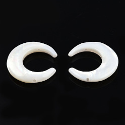 White Shell Natural White Shell Connector Charms, Crescent Moon, 20x19x4mm, Hole: 1mm