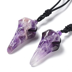 Amethyst Natural Amethyst Plague Doctor Pendant Necklace with Nylon Rope, 33.39~35.59 inch(84.8~90.4cm)