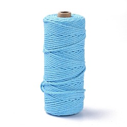 Light Sky Blue Cotton String Threads, for DIY Crafts, Gift Wrapping and Jewelry Making, Light Sky Blue, 3mm, about 109.36 Yards(100m)/Roll