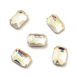 Verde Luminoso K 9 cabujones de diamantes de imitación de cristal, espalda y espalda planas, facetados, octógono rectángulo, verde luminoso, 8x5.5x2.5 mm