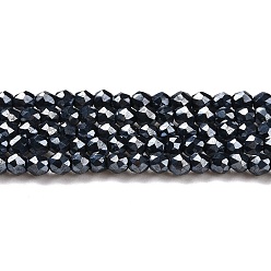 Plaqué Noir Perles en verre electroplate, plein plaqué, ronde à facettes, noir plaqué, 2mm, Trou: 0.7mm, Environ 184~187 pcs/chapelet, 14.45'' (36.7 cm)