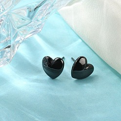 Noir Boucles d'oreilles coeur en céramique de zircone biocéramique hypoallergénique, pas de décoloration et sans nickel, noir, 9.8x9.8mm