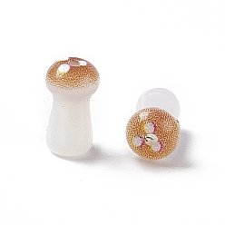 Pérou Perles de verre opaques, champignons, Pérou, 8x4.5mm, Trou: 1mm, environ 96~98 pcs / sachet 