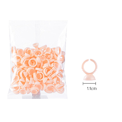 PeachPuff Silicone Tattoo Ink Ring Cups, Permanent Makeup Pigment Ring Palette for Nail Art Eyelash Extension, PeachPuff, 1.1cm, 100Pcs/bag