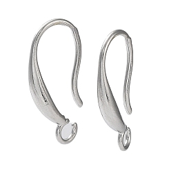 Stainless Steel Color 304 Stainless Steel Earring Hooks, with Open Loop, Stainless Steel Color, 18.5x9.5mm, Hole: 2mm, Pin: 0.9mm