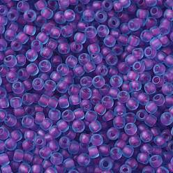 (252FM) Purple Lined Aqua Matte TOHO Round Seed Beads, Japanese Seed Beads, (252FM) Purple Lined Aqua Matte, 11/0, 2.2mm, Hole: 0.8mm, about 5555pcs/50g