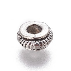 Античное Серебро Сплавочные овальные бусины тибетского стиля , рондель, античное серебро, 7.5~8x3.5 мм, отверстие : 3 мм