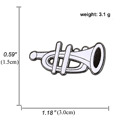 Trompeta Instrumentos musicales alfileres de esmalte blanco, broche de aleación para amantes de la música, trompeta, 15x30 mm