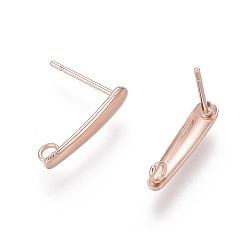 Oro Rosa 304 los resultados del pendiente del perno prisionero del acero inoxidable, con bucle, oro rosa, 15x3x1 mm, agujero: 1.6 mm, pin: 0.8 mm