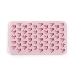 Pink Food Grade Silicone Molds, Fondant Molds, For DIY Cake Decoration, Chocolate, Pudding, Candy, UV Resin & Epoxy Resin Jewelry Making, Heart, Pink, 183x109x12.5mm, Heart: 11.5x15.5mm