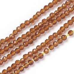Terre De Sienne Chapelets de perles en verre transparentes  , facette, ronde, Sienna, 2mm, Trou: 0.5mm, Environ 164~182 pcs/chapelet, 14.8~15.7 pouce (37.5~40 cm)