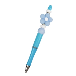Темно-Голубой Пластиковая шариковая ручка, бисерная ручка, Светящаяся цветочная силиконовая ручка для персонализированной ручки своими руками, глубокое синее небо, 145 мм