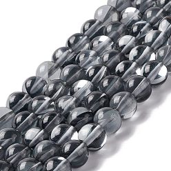 Noir Brins synthétiques de perles de lune, ronde, noir, 8mm, Trou: 1mm, Environ 48 pcs/chapelet, 14.57''~15.35'' (37~39 cm)