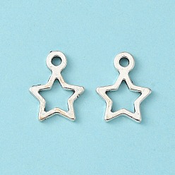 Antique Silver Tibetan Style Alloy Charms, Star, Christmas, Antique Silver, Lead Free & Cadmium Free & Nickel Free, 14x10x2mm, Hole: 1.5mm