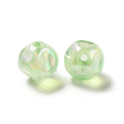 Vert Clair Perles acryliques transparentes, de couleur plaquée ab , ronde irrégulière, vert clair, 17.5x17.5mm, Trou: 3mm, environ167 pcs / 500 g