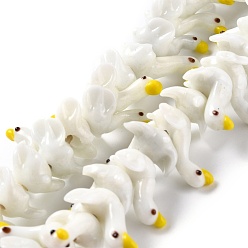 Blanco Abalorios de colores vario hechos a mano, desigual, pato, blanco, 22~25x17~20x16~19 mm, agujero: 2 mm, sobre 40 unidades / cadena, 12.99 pulgada (33 cm)