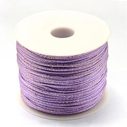 Lilac Metallic Stain Beads String Cords, Nylon Mouse Tail Cord, Lilac, 1.5mm, about 100yards/roll(300 feet/roll)