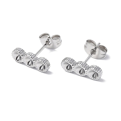 Stainless Steel Color 304 Stainless Steel Stud Earring Findings, with Rhinestone Settng and Ear Nuts, Flat Round, Stainless Steel Color, Fit For 2.5mm Rhinetstone, 12.5x4.5mm, Pin: 0.7mm