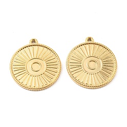Golden Vacuum Plating 304 Stainless Steel Pendant Cabochon Settings, Flat Round Links, Golden, Tray: 4mm, 28x25x2mm, Hole: 1.4mm