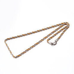 Golden & Stainless Steel Color 304 Stainless Steel Rope Chain Necklaces, Golden & Stainless Steel Color, 23.6 inch(59.9cm), 3.8mm