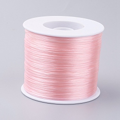 Розовый Корейская плоская эластичная кристаллическая струна, эластичная нить для бисера, для изготовления эластичного браслета, туманная роза, 0.5 мм, около 546.8 ярдов (500 м) / рулон