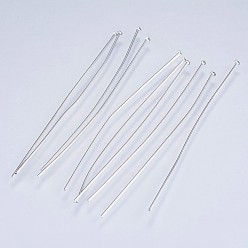 Stainless Steel Color 304 Stainless Steel Flat Head Pins, Stainless Steel Color, 50x0.6mm, 22 Gauge, Head: 1.5mm
