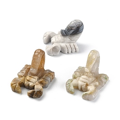 Ágata Flor de Cerezo Figuritas de escorpión curativas talladas con ágata de flor de cerezo natural, estatuas de piedras reiki para terapia de meditación de equilibrio energético, 45~48x34~44x30~37 mm