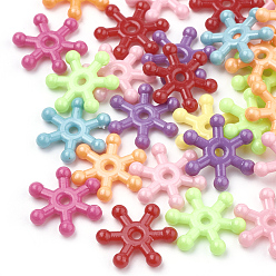 Mixed Color Opaque Acrylic Beads, Snowflake, Mixed Color, 15.5x14x3mm, Hole: 2mm, about 2700pcs/500g