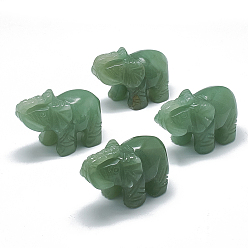 Зеленый Авантюрин Натуральные зеленые авантюрные дисплеи, слон, 43~53x15~28x30~38 мм