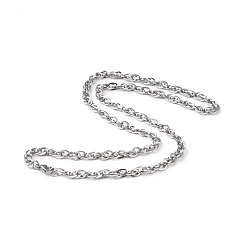 Couleur Acier Inoxydable 201 collier de chaîne de corde en acier inoxydable pour hommes femmes, couleur inox, 20.28 pouce (51.5 cm)