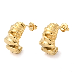 Real 14K Gold Plated Ion Plating(IP) 304 Stainless Steel Twist Stud Earrings, Real 14K Gold Plated, 22x12mm