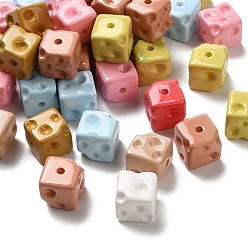 Couleur Mélangete Perles acryliques, imitation de fromage, cube, couleur mixte, 14.5x14.5x14.5mm, Trou: 2.5mm