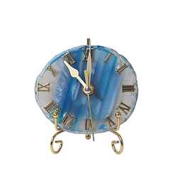 Темно-Голубой Украшения для часов из смолы, со срезом агата внутри и металлическим держателем, украшение для стола дома по фен-шуй, глубокое синее небо, 100~120 мм