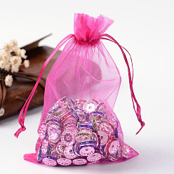Violeta Rojo Medio Bolsas de regalo de organza con cordón, bolsas de joyería, banquete de boda favor de navidad bolsas de regalo, rojo violeta medio, 15x10 cm