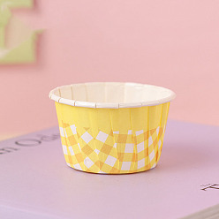 Желтый Бумажные формы для выпечки кексов с узором в клетку тартан, жиронепроницаемые держатели для формочек для маффинов обертки для выпечки, желтые, 62x45 мм, 50 шт / пакет