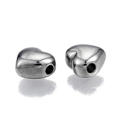 Stainless Steel Color 304 Stainless Steel Beads, Heart, Stainless Steel Color, 9x10x6mm, Hole: 2mm