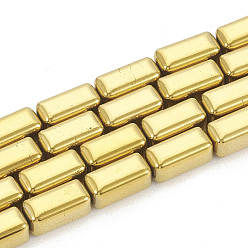 Golden Plated Electroplate Non-magnetic Synthetic Hematite Beads Strands, Cuboid, Golden Plated, 8x4x4mm, Hole: 1mm, about 50pcs/strand, 16.14 inch