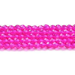 Magenta Transparent Glass Beads Strands, Faceted Round, Magenta, 2mm, Hole: 0.8mm, about 175pcs/strand, 14.06~14.17 inch(35.7~36cm)
