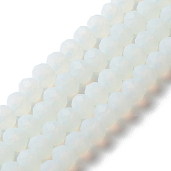 Light Cyan Imitation Jade Solid Color Glass Beads Strands, Faceted, Frosted, Rondelle, Light Cyan, 10mm, Hole: 1mm