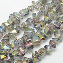 Coloré Galvanoplastie quartz naturel puce cristal perles brins, clair, 9~23x5~11x3~8mm, Trou: 1mm, Environ 62 pcs/chapelet, 15.74 pouce