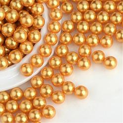 Verge D'or Perles acryliques en nacre d'imitation , sans trou, ronde, verge d'or, 4 mm, sur 10000 PCs / sac