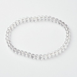 Cristal de Quartz Cristal naturel perles rondes bracelets extensibles, 54.5 mm, bourrelet: 4~5 mm
