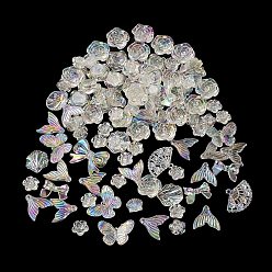 Claro Kit de búsqueda de fabricación de joyas de bricolaje, Incluye abalorios y cuentas de acrílico transparente., color de ab, formas mixtas, Claro, 11~21x12~27x3~7 mm, agujero: 1~2 mm, Sobre 746 unidades / 500 g