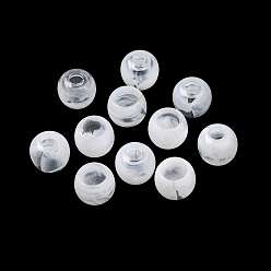 Blanc Fumé Perles européennes acryliques bicolores opaques, Perles avec un grand trou   , rondelle, fumée blanche, 10.5x8.5mm, Trou: 4~6.5mm